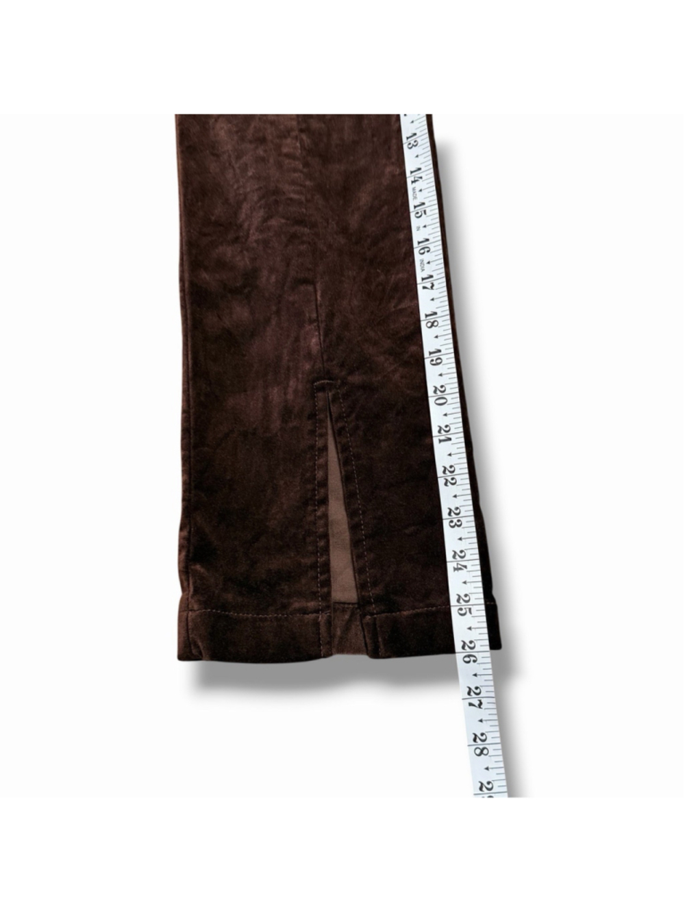 Anthropologie Maeve XSP High Rise Split Front Brown Velvet Skinny Pants NWOT - Picture 9 of 13